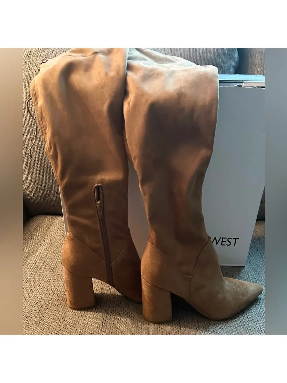 New Nine West Woman’s Dark Natural Ceeya Over The Knee Boots Size 6 Medium